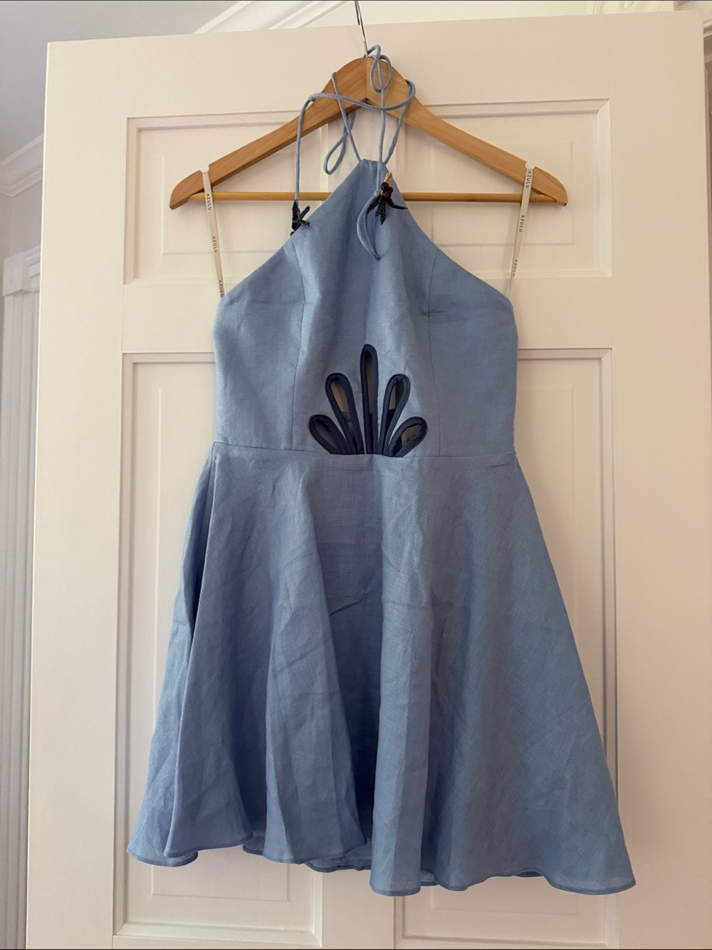 Azulu Light Blue Halter Dress with Cutout Detail